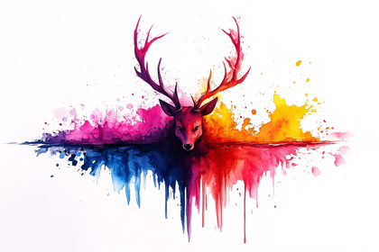 Watercolor Deer Head