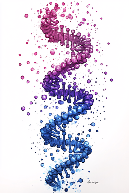 Watercolor Dna Strand Art