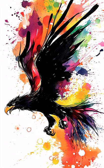 Watercolor Eagle in Flight