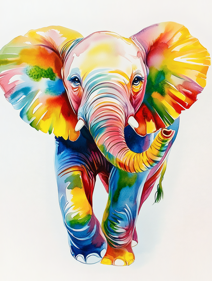Watercolor Elephant Portrait