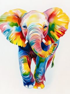 Watercolor Elephant Portrait