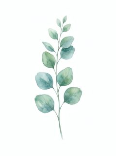 watercolor eucalyptus branch