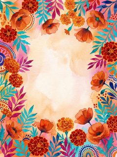 watercolor floral border