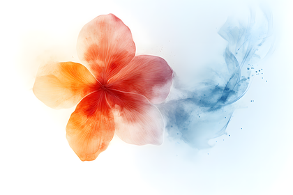 Watercolor Flower with Blue Swirls