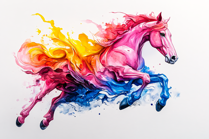 Watercolor Galloping Horse