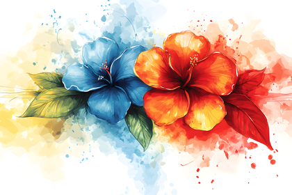 Watercolor Hibiscus Flowers