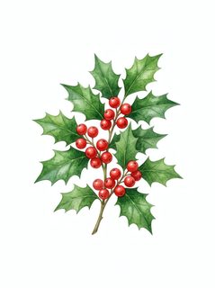 watercolor-holly-branch