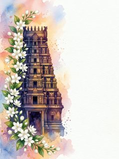 temple watercolor illustration