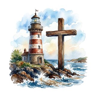 lighthouse wooden cross