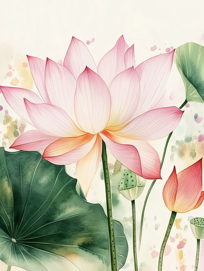Watercolor Lotus Bloom
