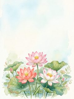 watercolor lotus flowers