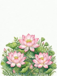 watercolor lotus flowers