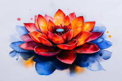 Watercolor Lotus Flower Painting