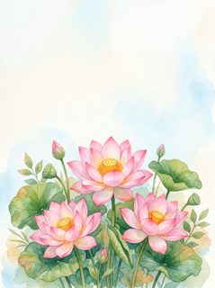 watercolor lotus flowers