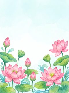 watercolor lotus flowers