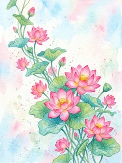 watercolor lotus floral