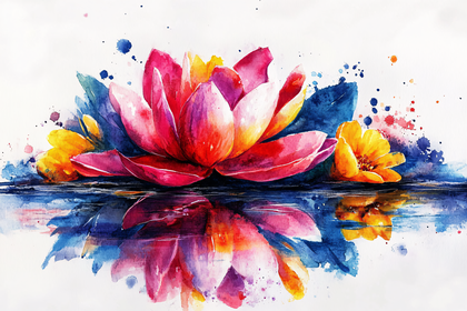 Watercolor Lotus Flowers