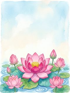 watercolor lotus flowers