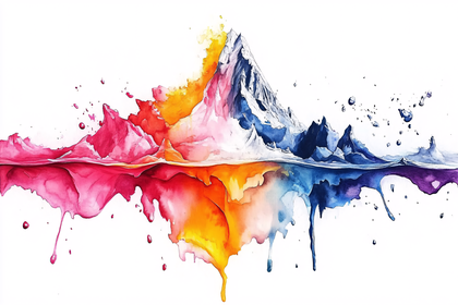 Watercolor Mountain Reflection