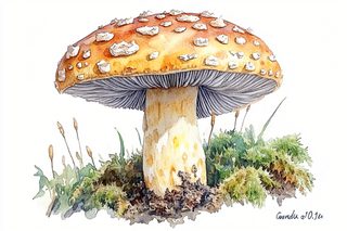 Watercolor Mushroom