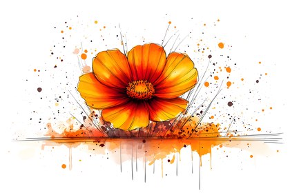 Watercolor Orange Flower