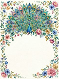 peacock floral frame