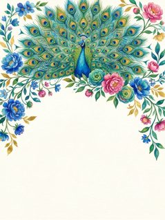 peacock floral frame