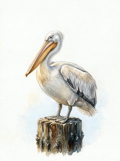 pelican watercolor illustration