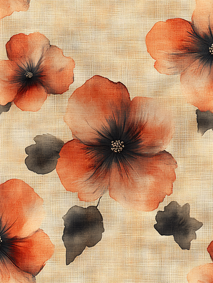 Watercolor Poppy Pattern