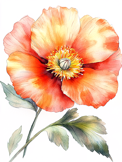Watercolor Poppy