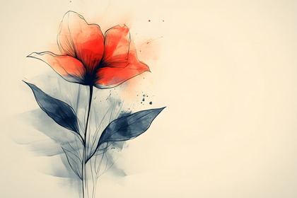 Watercolor Red Flower