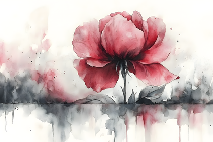Watercolor Red Flower