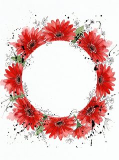 red flower wreath