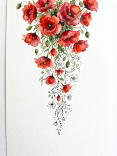 watercolor poppy cascade