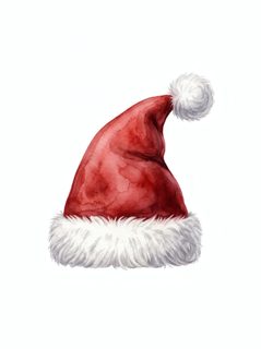 watercolor santa hat