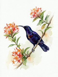 sunbird watercolor illustration