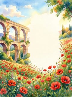 tuscany poppy aqueduct