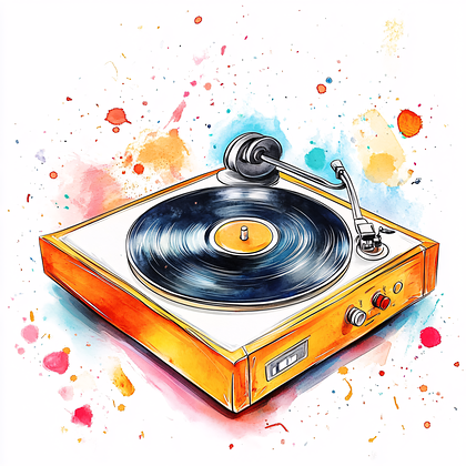 Watercolor Vinyl Record Player