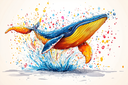 Watercolor Whale Leaping