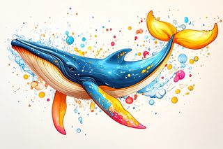 Watercolor Whale With Colorful Splatters