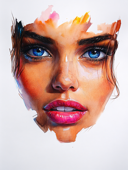 Watercolor Woman Portrait
