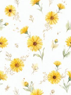 yellow calendula pattern