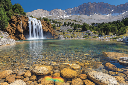 Waterfall And Mountain Lake