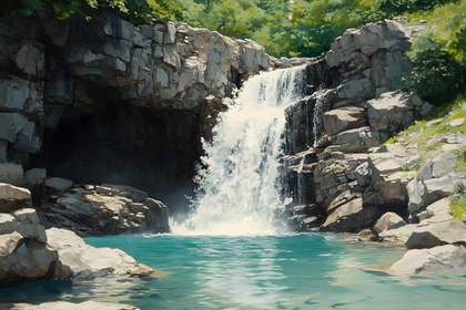 Waterfall Cave Painting