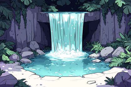 Waterfall In Forest Clearing