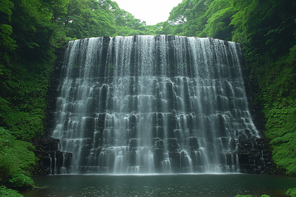 Waterfall In Green Forest