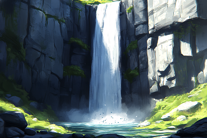 Waterfall In Lush Canyon