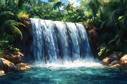 Waterfall In Lush Forest