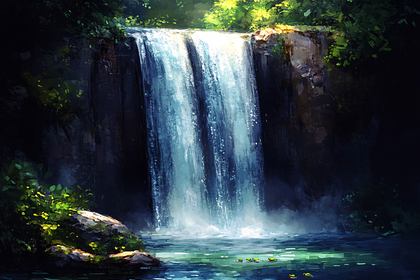 Waterfall In Lush Forest