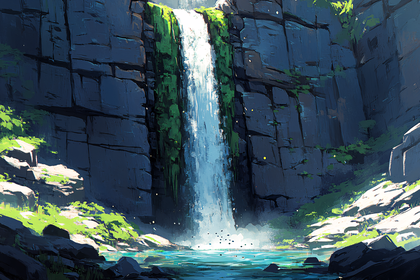 Waterfall In Rocky Gorge